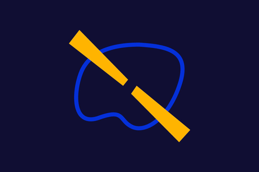 Image mise en avant – Cercle bleu déformé et traversé par deux rectangles jaunes Image mise en avant - Cercle bleu déformé et traversé par deux rectangles jaunes