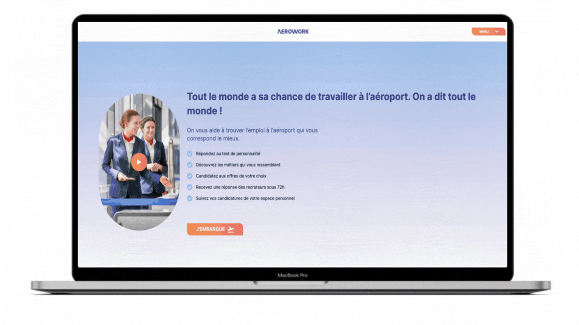 Image animée montrant le fonctionnement de la plateforme Aerowork, développée par Fotetsa.
