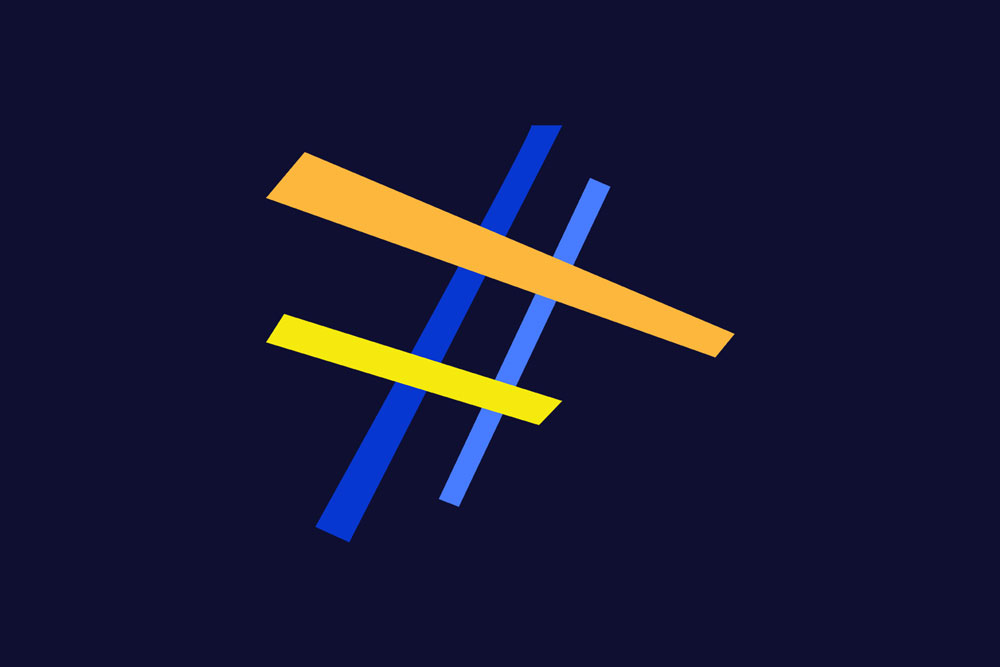 plan-de-taggage Image mise en avant - Rectangles jaunes et bleus formant un hashtag (signe dièse)